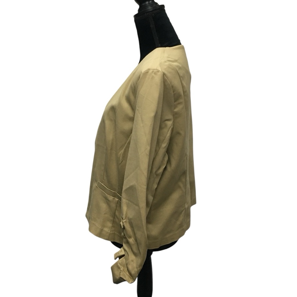 Ashley Stewart Tan Open Ruched Sleeve Cropped Jacket - Women’s 14 NWOT - Picture 9 of 13